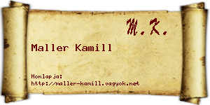 Maller Kamill névjegykártya